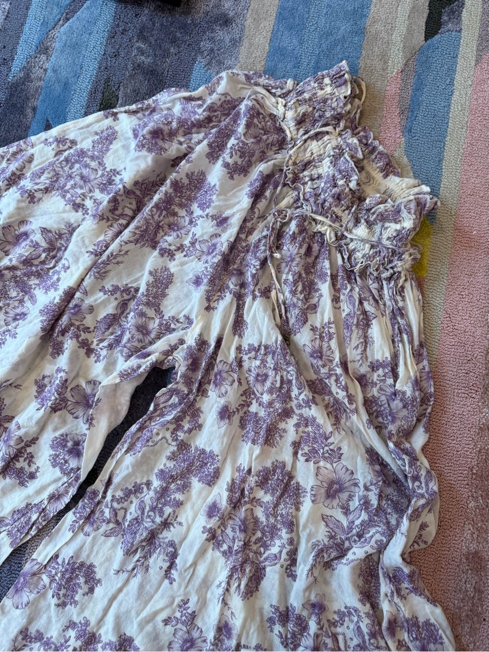 Free People Lavender Floral Smocked Skirt